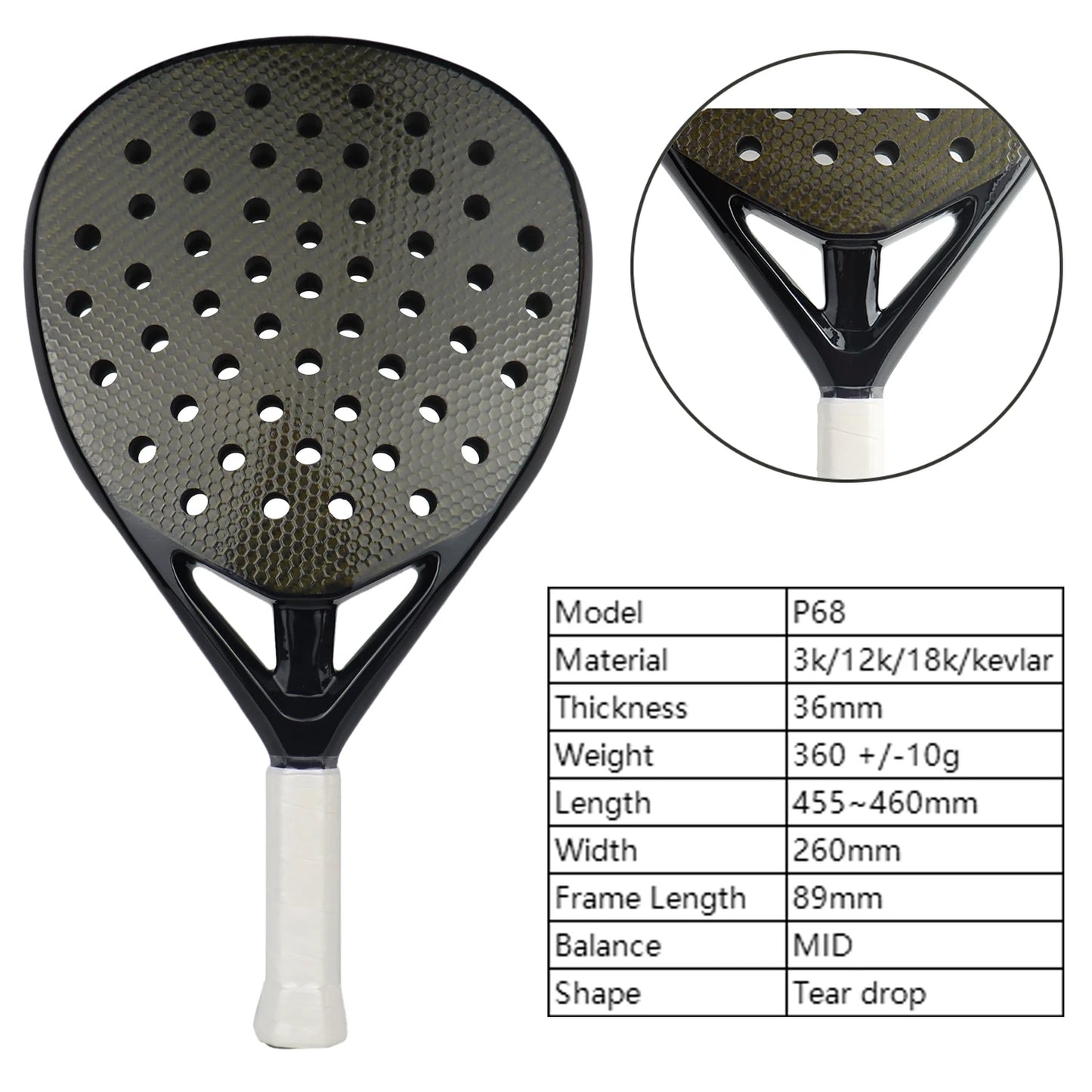 Carbon Fiber Padel Racket – Professional Tennis Paddle for Advanced Players