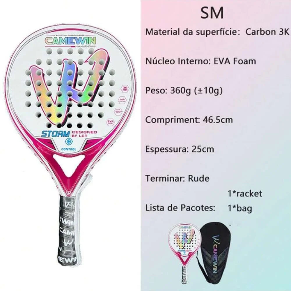W Camewin Beach Padel Racket – 50% Carbon Fiber & 50% Fiberglass with EVA Foam Core