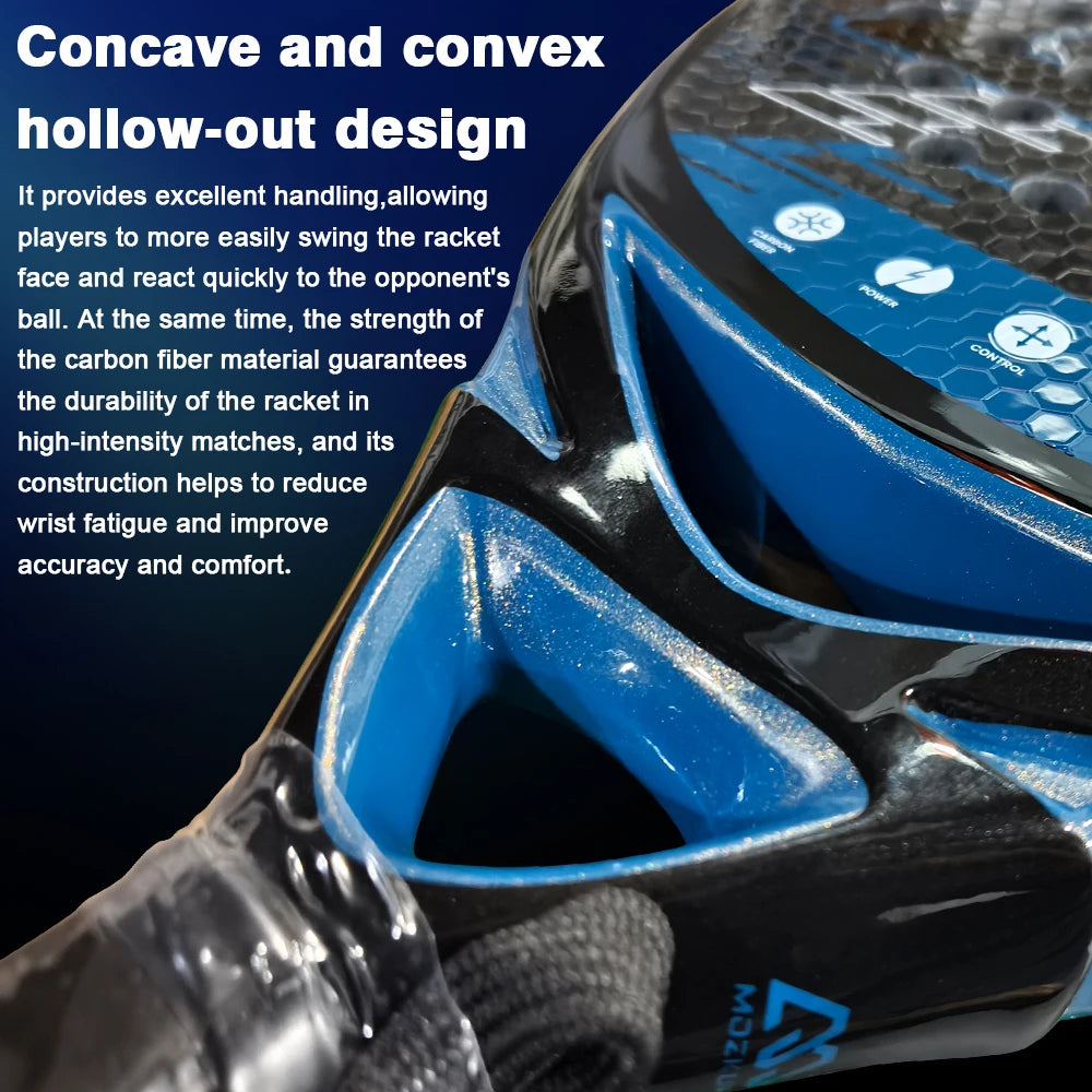 MOZKIUB Beach Tennis Padel Racket – 12K Carbon Fiber Surface with 3D Face & EVA Memory Foam Core
