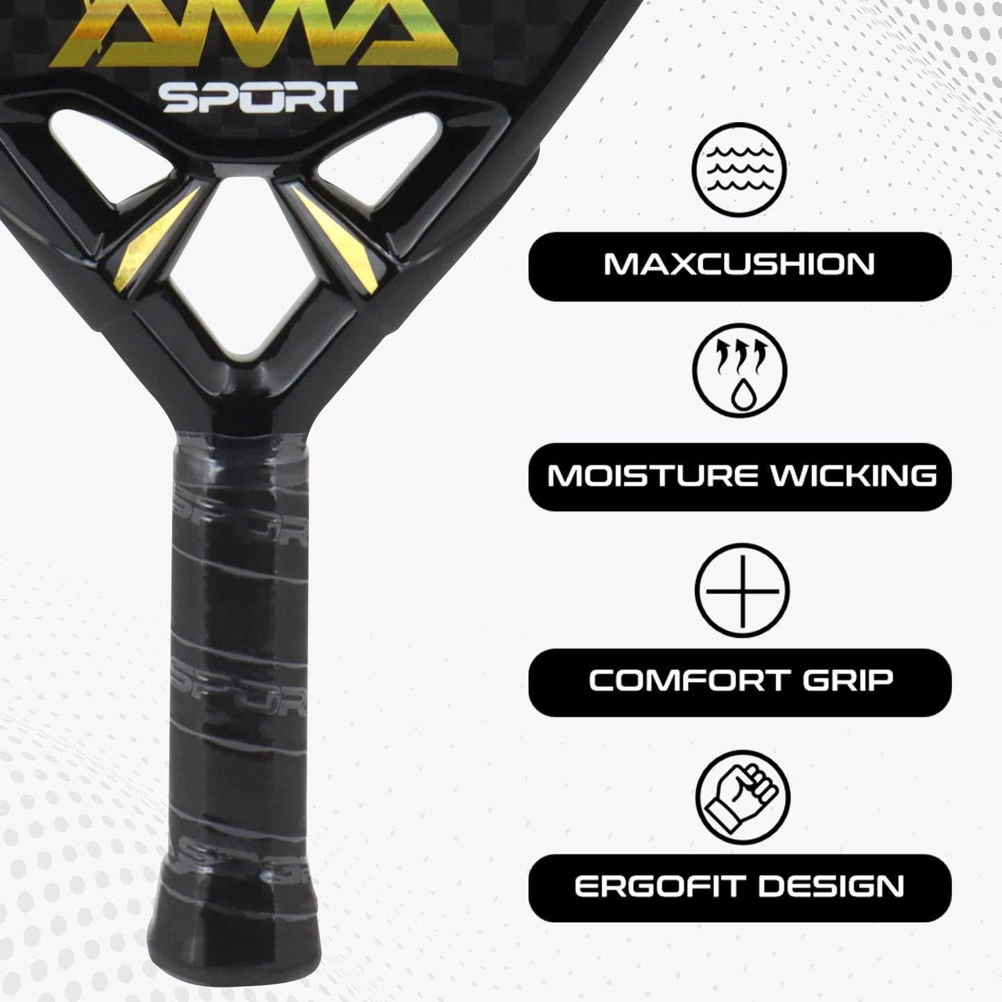 AMA SPORT Padel Racket 12K Carbon Fiber Eva Core Soft Memory High Balance Outdoor Sports Professional Paddle Racquet