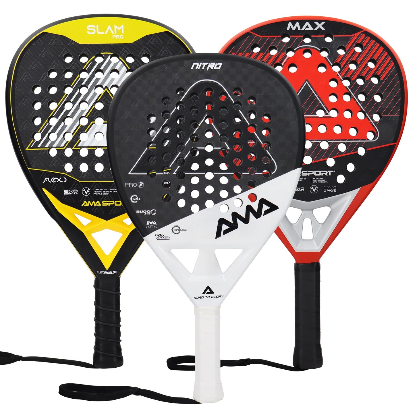 AMA SPORT RTS Top Quality Professional Titanium Carbon Durable 18k Carbon Padel Tennis Rackets