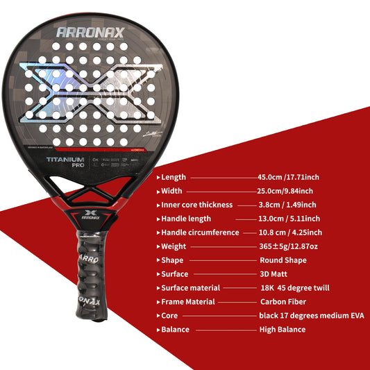 Arronax New Tennis Padel Racket Paddle Racquet EVA Soft 100% Carbon Fiber 3D Hexgon Padel Paddle for Beginner without Cover Bag
