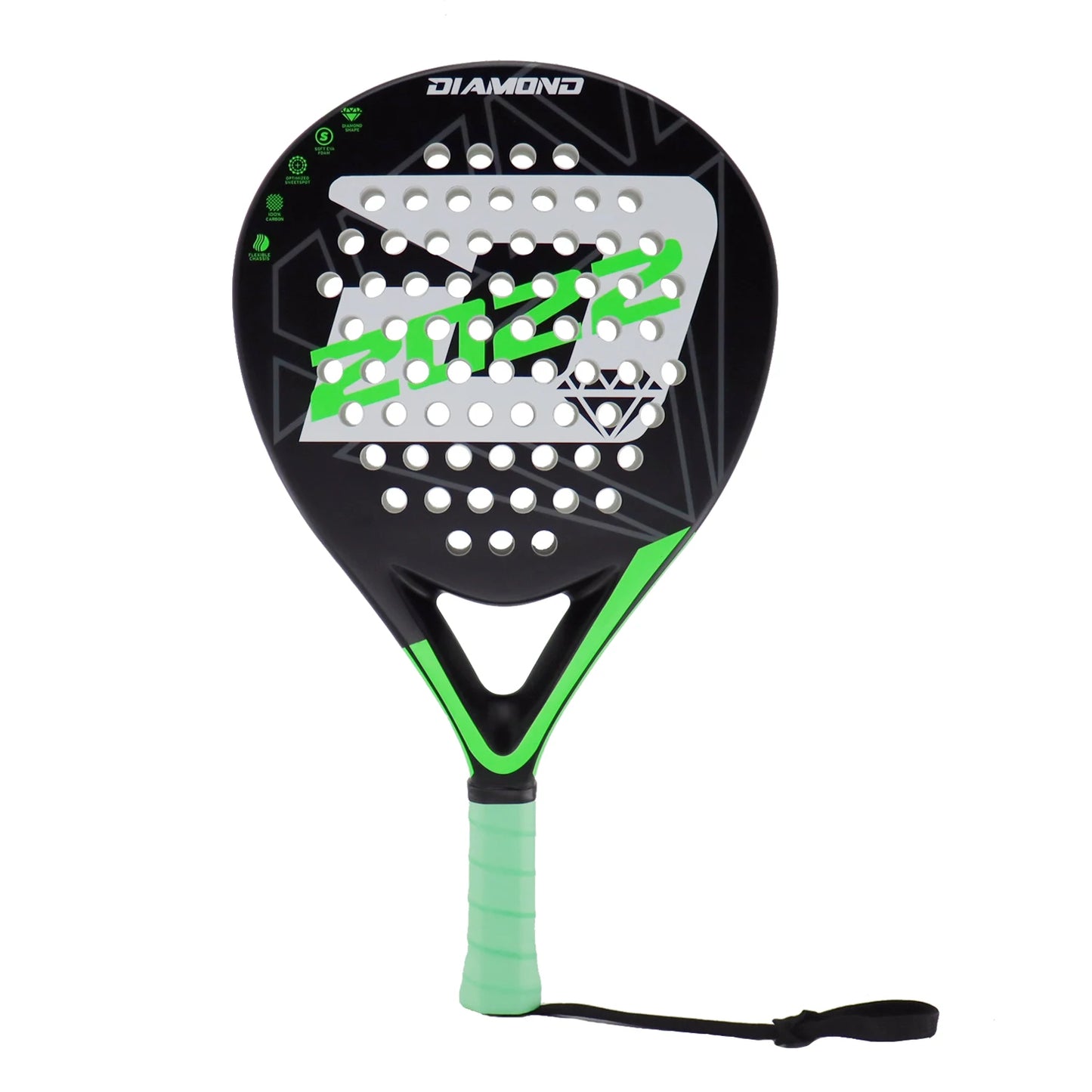 DIAMOND 2022 Padel Tennis Racket Set – Carbon Fiber Diamond Shape with EVA Memory Core & Balls (Set of 2)