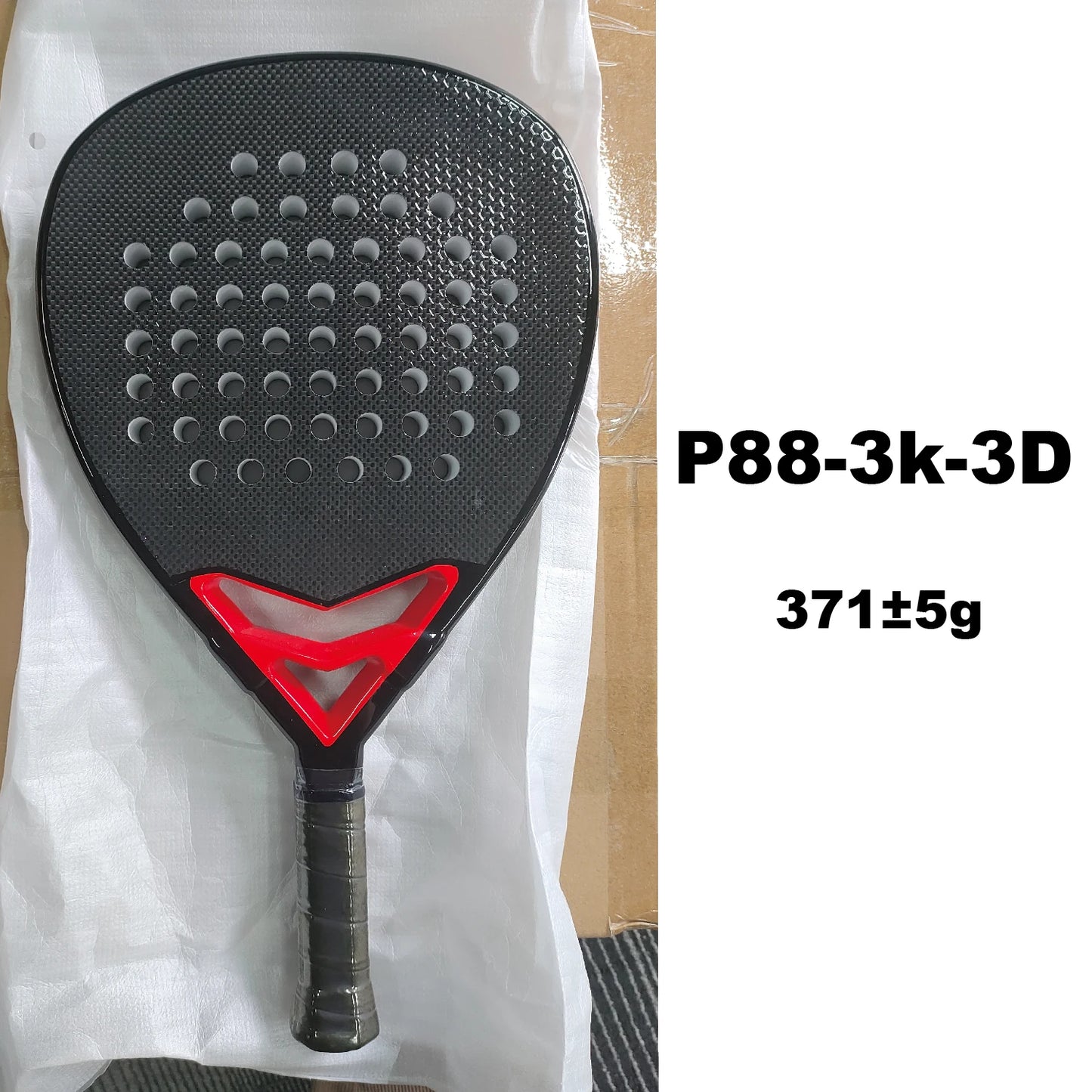 3K Black Padel Racket Carbon Fiber Surface with EVA Memory Elastic Foam Core Padel Tennis Racket, Lightweight 2 Pieces 50% Off