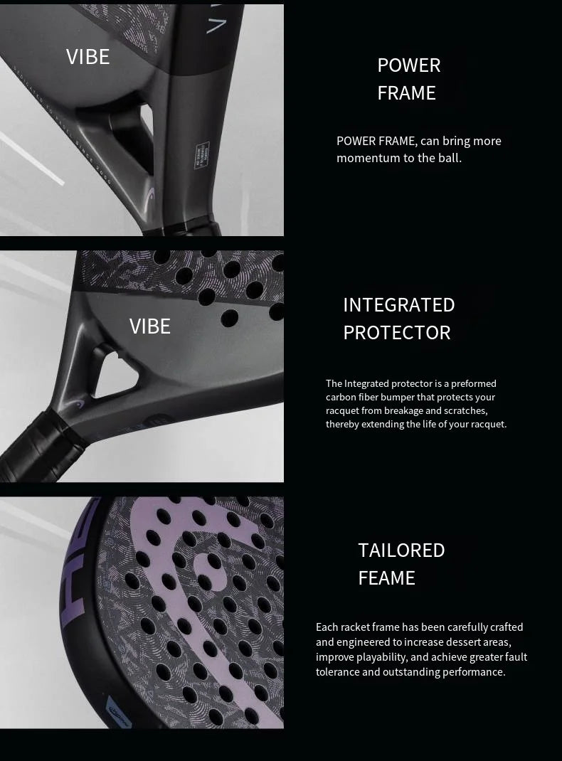 HEAD PADEL Cage Plate Tennis Racket ZEPHYR Series – All Carbon