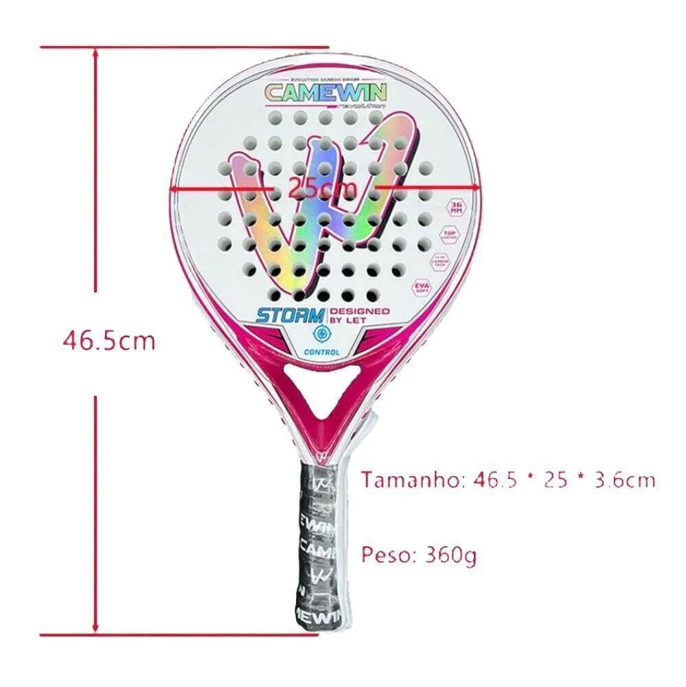W Camewin Beach Padel Racket – 50% Carbon Fiber & 50% Fiberglass with EVA Foam Core