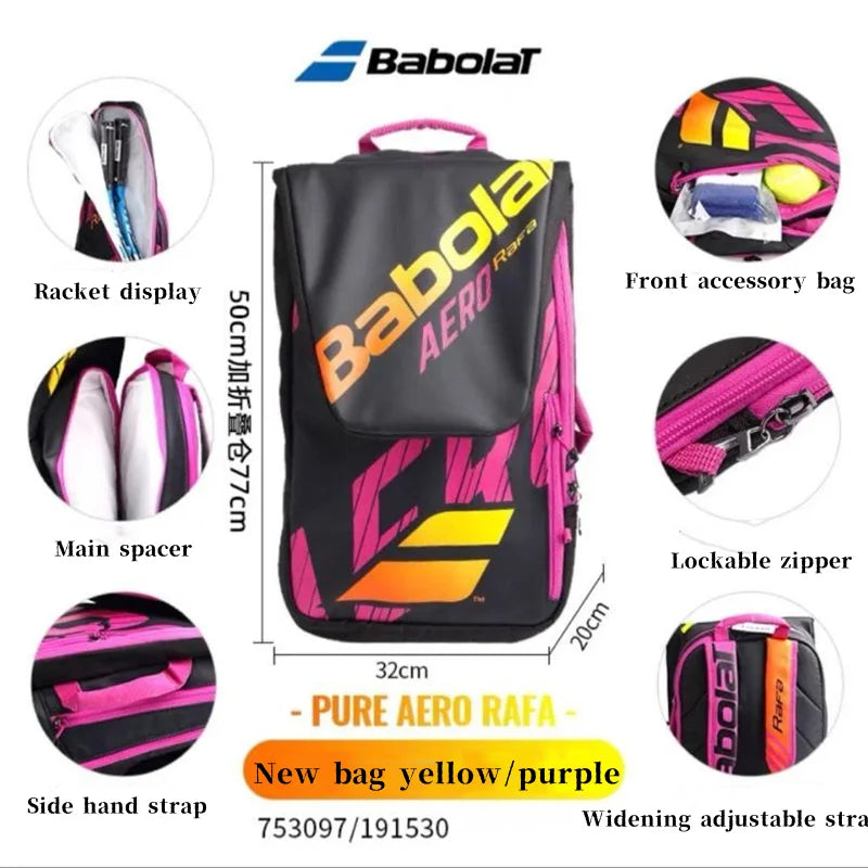 Original Babolat Tennis Racket Backpack PURE AERO RAFA Series Tennis Bag 3/12-Pack Padel Racket Badminton Raquete Tenis Bag