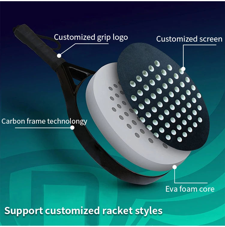 Factory Hot Sale 12K Padel Racket Full Carbon Training Racquet Exclusive Tennis Logo 100% Graphite High Quality Racquet for