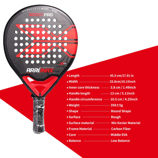 Arronax New Tennis Padel Racket Paddle Racquet EVA Soft 100% Carbon Fiber 3D Hexgon Padel Paddle for Beginner without Cover Bag