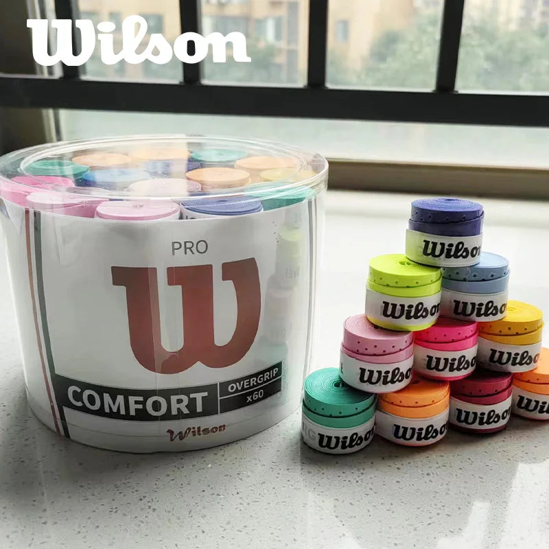 60/30pcs Original Wilson Tennis Overgrips Anti Slip Racket Sweatband Grips Padel Shock Absorption Grip Tape Training Accessories
