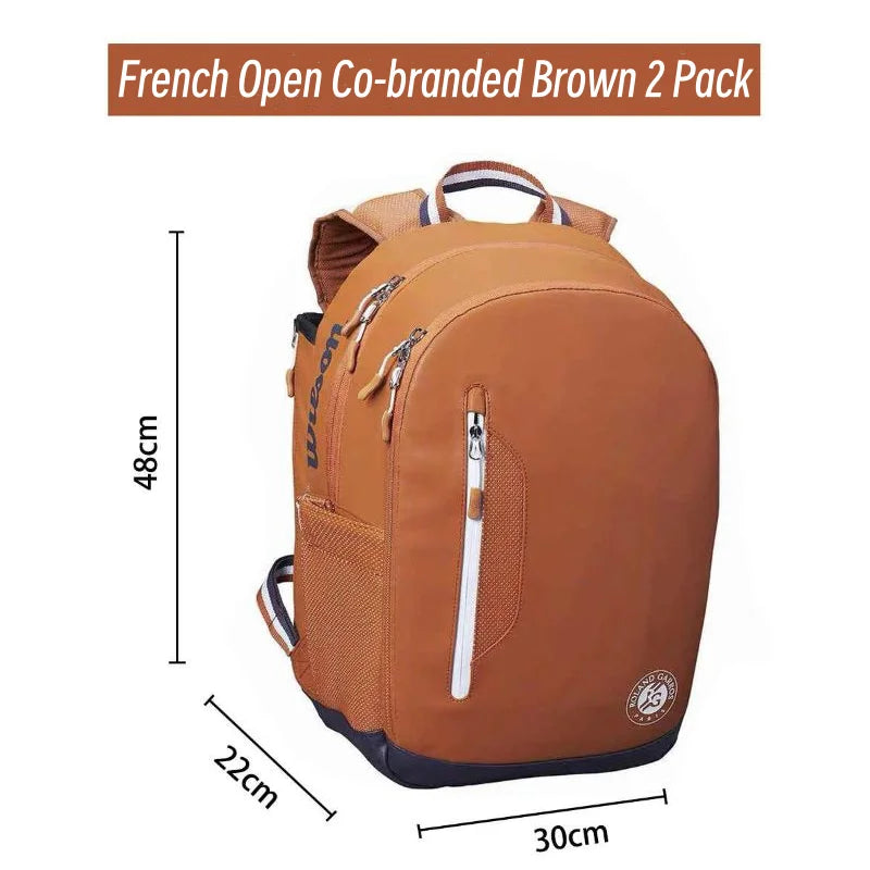 Wilson Tennis Bag Holds 2 Tennis Rackets Backpack French Open Shoulder Bag Court Racket Bag Men Women Padel Sports Backpack