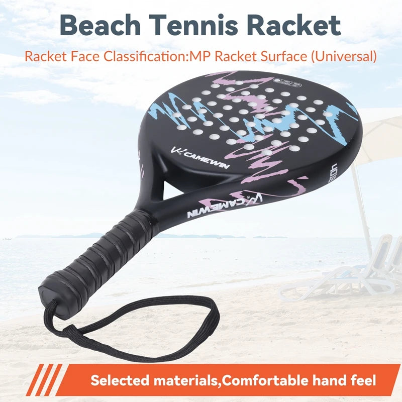 AED4-CAMEWIN 4018 Padel Racket Tennis Carbon Fiber Soft EVA Face Tennis Paddle Racquet Racket With Padle Bag Cover