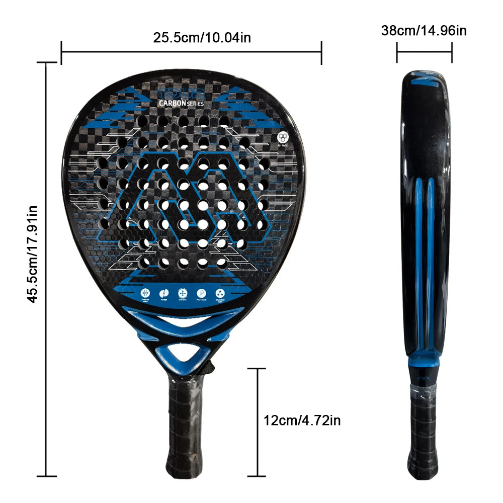 MOZKIUB Beach Tennis Padel Racket – 12K Carbon Fiber Surface with 3D Face & EVA Memory Foam Core