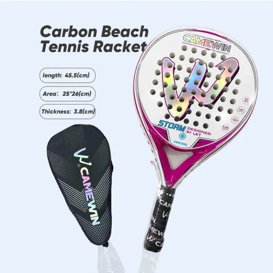 W Camewin Beach Padel Racket – 50% Carbon Fiber & 50% Fiberglass with EVA Foam Core