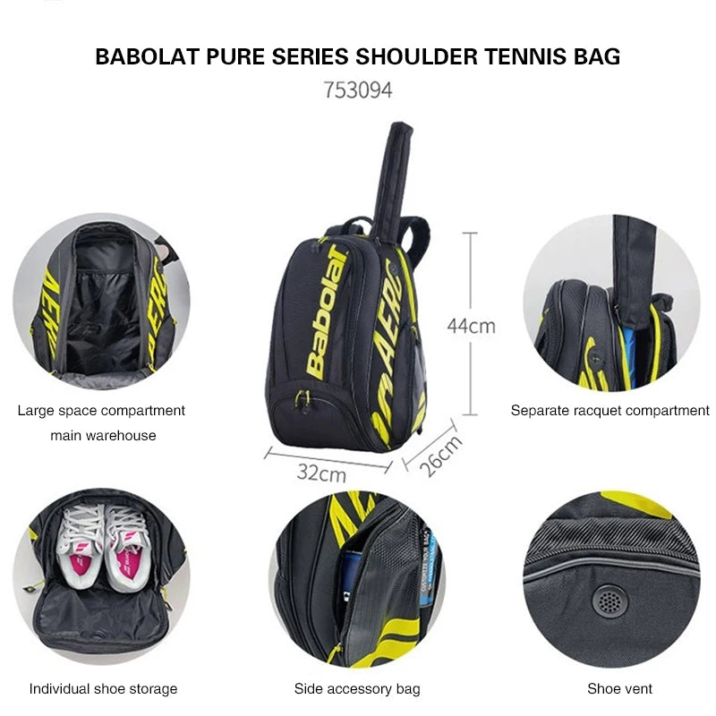 BABOLAT PURE DRIVE AERO 2 Tennis Rackets Bag Tennis Bag Backpack Badminton Padel Racket Squash Racquet Backpack Tenis Raqueta
