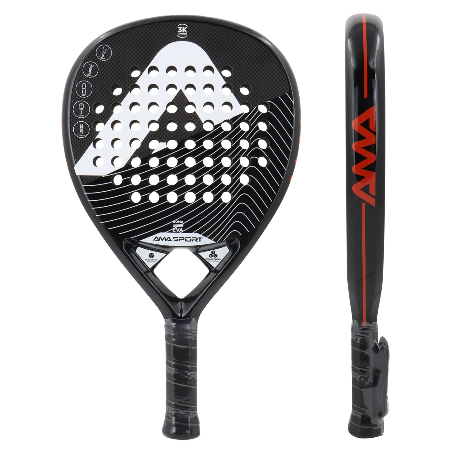 AMA SPORT RTS Top Quality Professional Titanium Carbon Durable 18k Carbon Padel Tennis Rackets