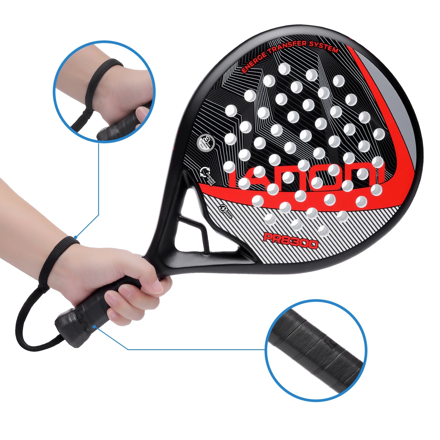 IANONI Padel Racket – Carbon Fiber Surface with EVA Memory Flex Foam Core
