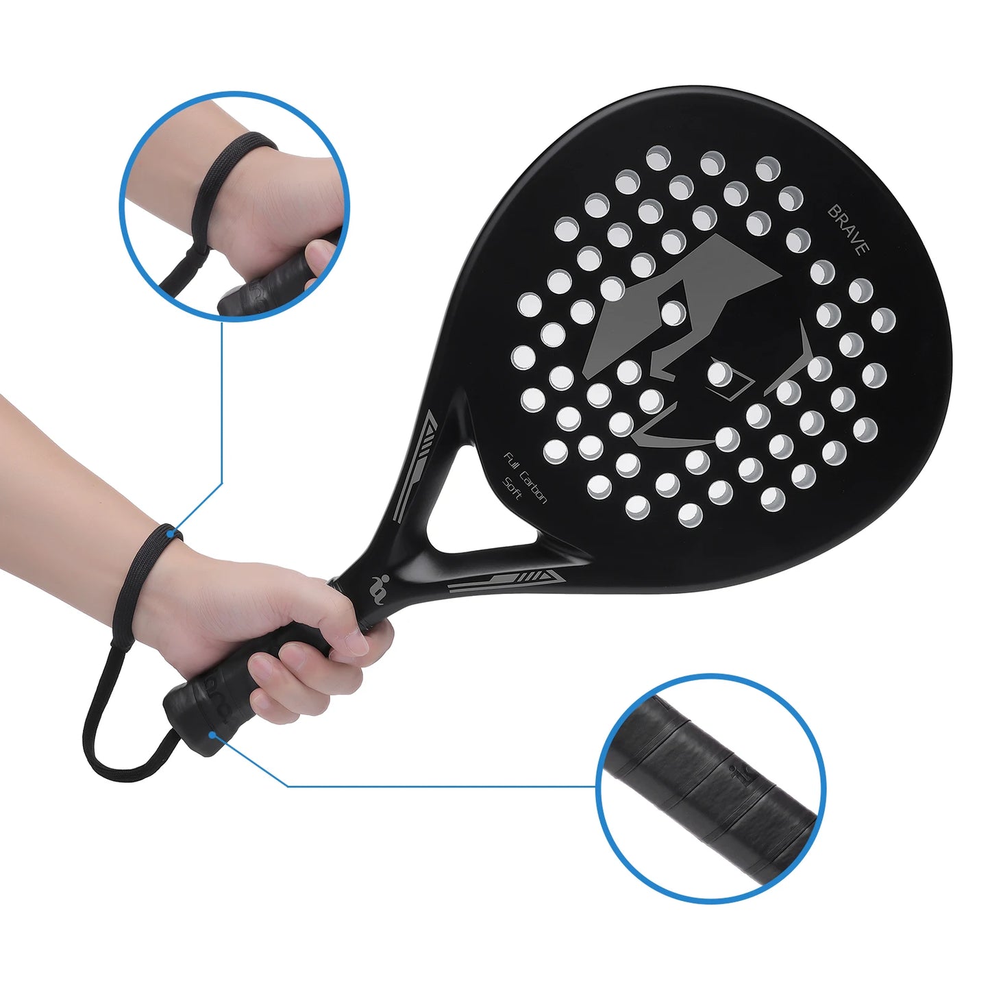 BRAVE Paddle Racket - Carbon Fiber with EVA Memory Flex Foam Core