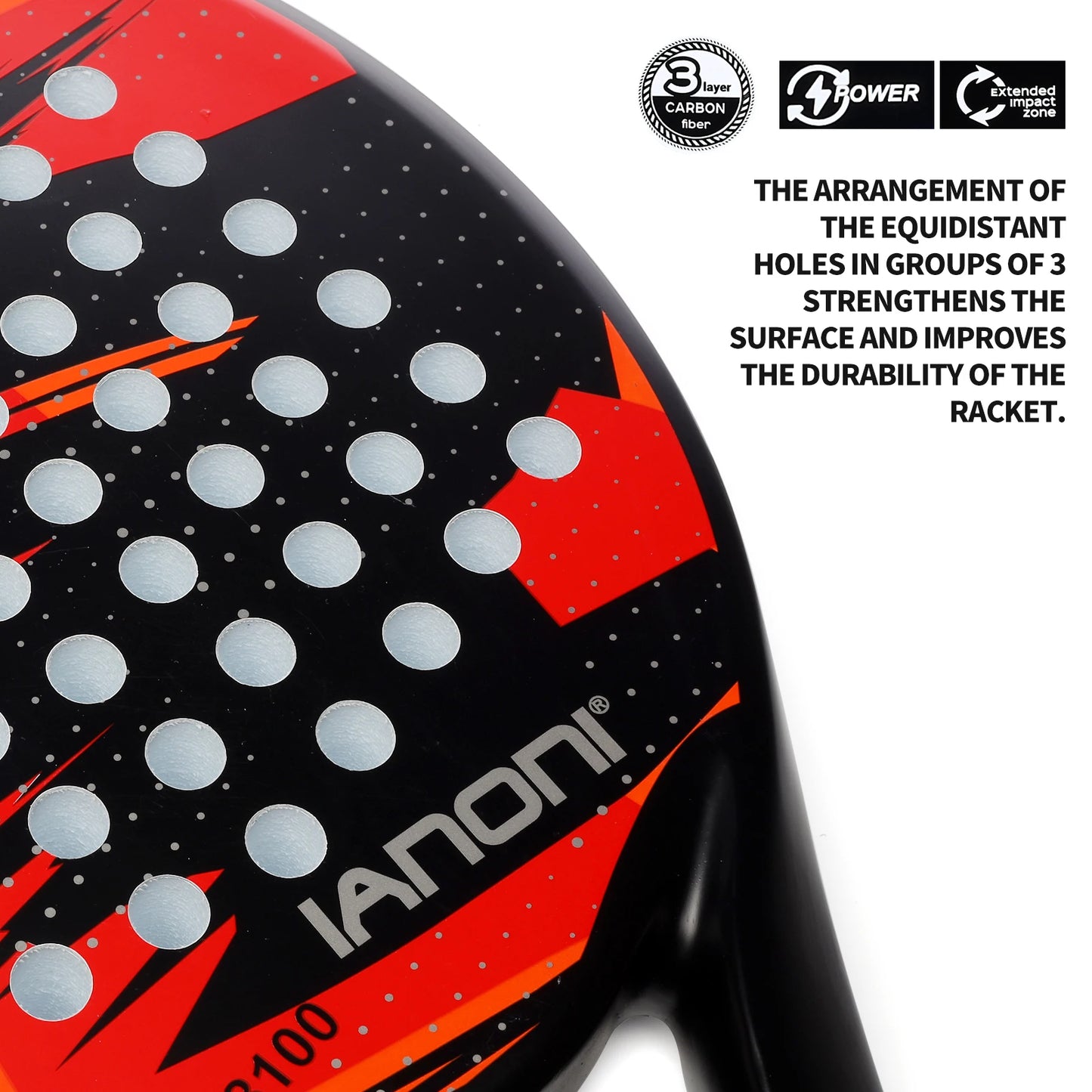 IANONI Padel Racket – Carbon Fiber Surface with EVA Memory Flex Foam Core