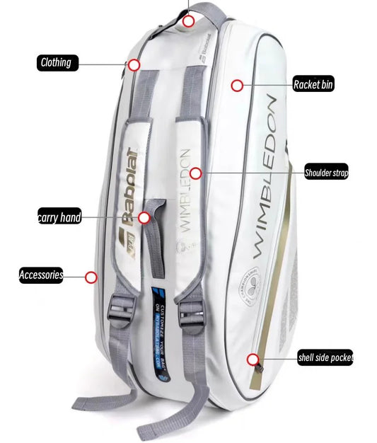 Babolat Tennis Padel Rackets WIMBLEDON Large-capacity Tennis Backpack Sports Bag Beach Tennis Rackets Bag With Shoes Compartment