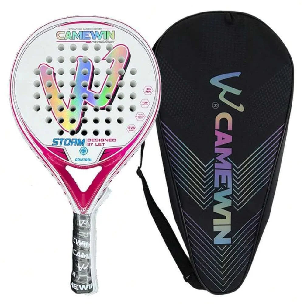 W Camewin Beach Padel Racket – 50% Carbon Fiber & 50% Fiberglass with EVA Foam Core