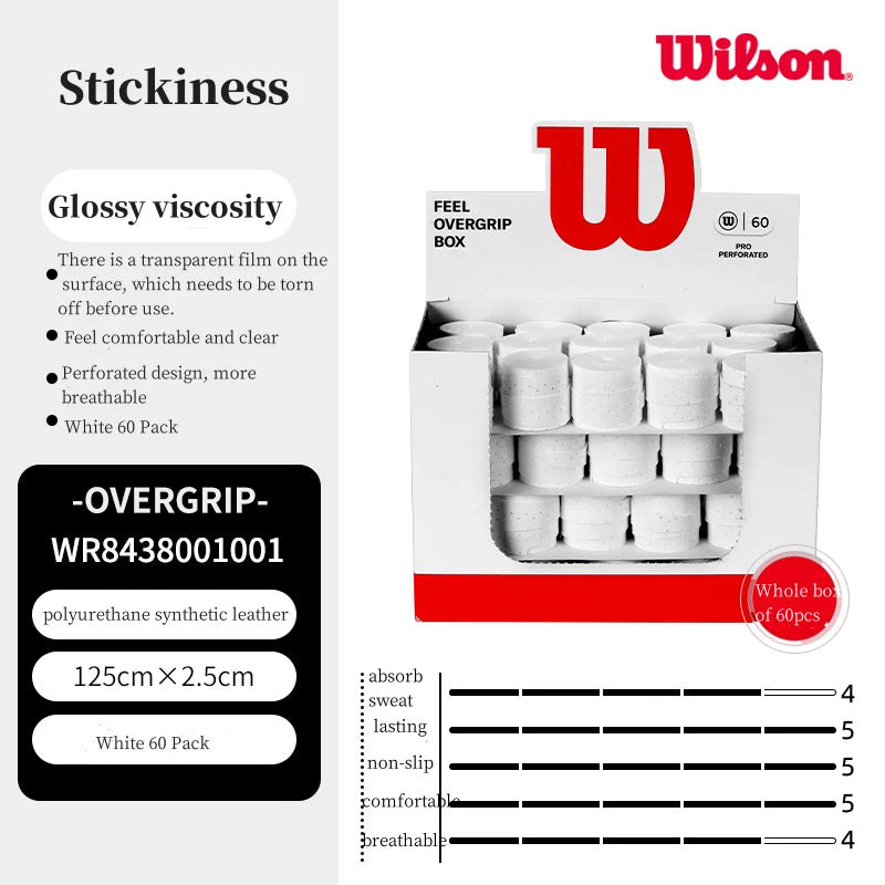 60pcs/lot Wilson Tennis Overgrip Hand Glue Padel Racket Tenis Grip Anti-Slip Training Sweatband Tennis Badminton Accessories