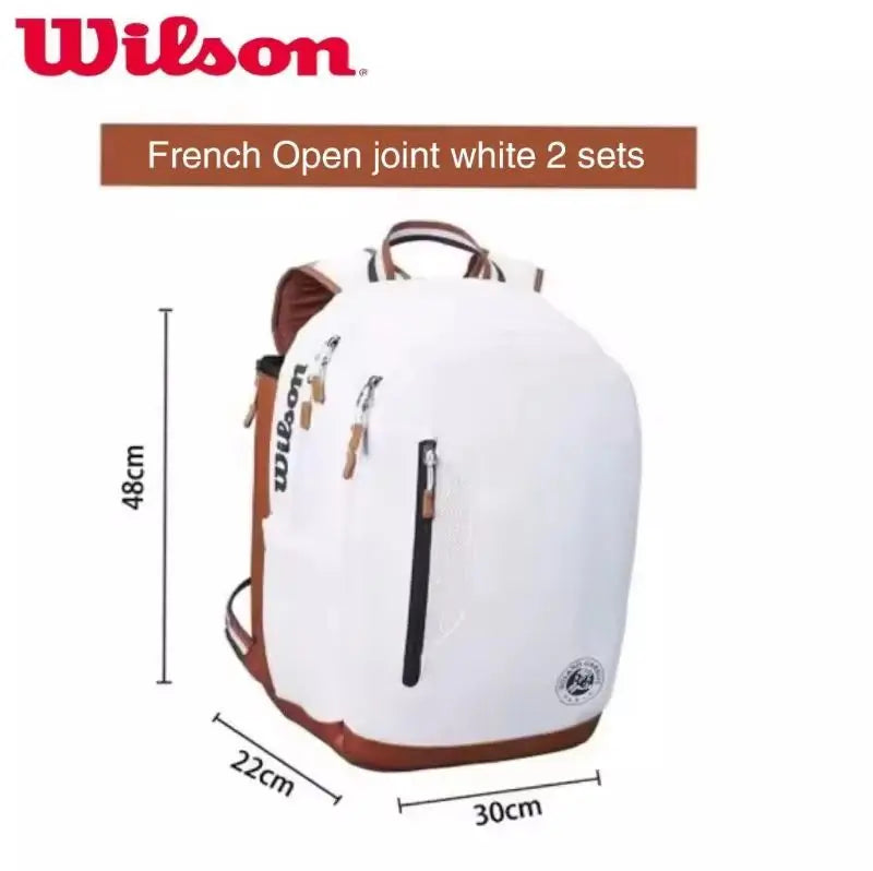 Wilson Tennis Bag Holds 2 Tennis Rackets Backpack French Open Shoulder Bag Court Racket Bag Men Women Padel Sports Backpack